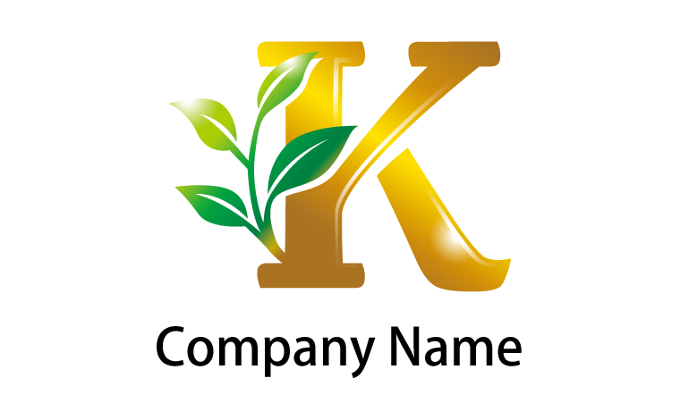 K・アルファベット・イニシャル・植物・上品をイメージしたロゴデザイン