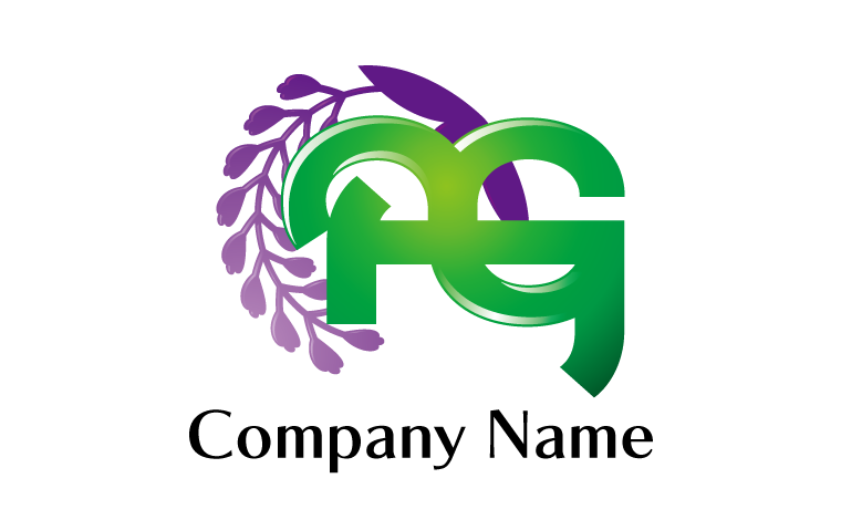植物・藤の花・P・G・アルファベットをイメージしたロゴデザイン