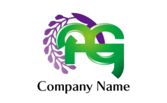 植物・藤の花・P・G・アルファベットをイメージしたロゴデザイン