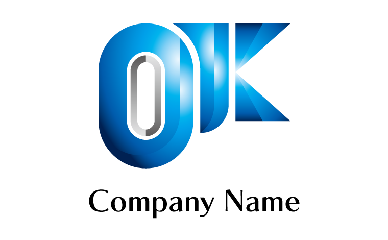 O・K・アルファベット・イニシャル・かっこいいをイメージしたロゴデザイン