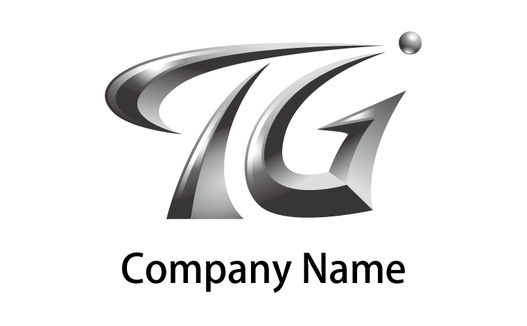T・G・アルファベット・かっこいい・光沢感をイメージしたロゴデザイン