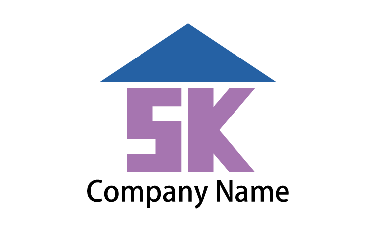 S・K・屋根・シンプル・アルファベットをイメージしたロゴデザイン
