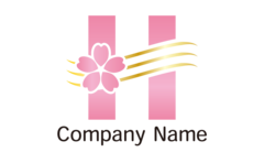 H・アルファベット・イニシャル・桜・華やかをイメージしたロゴデザイン