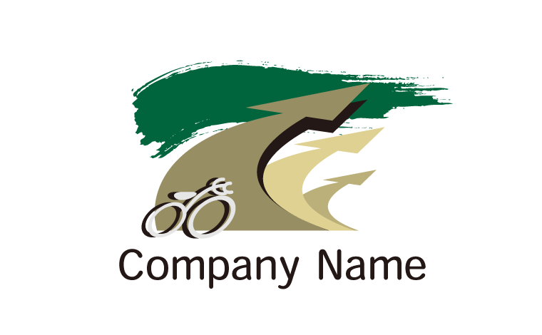 自転車・サイクリング・矢印・成長・発展をイメージしたロゴデザイン