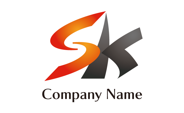 SK・アルファベット・イニシャル・シンプル・躍動感をイメージしたロゴデザイン