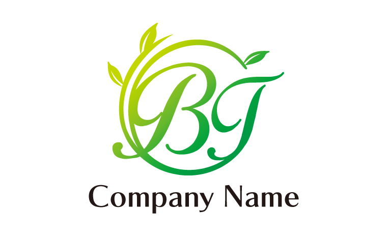 BJ・アルファベット・イニシャル・植物・葉をイメージしたロゴデザイン