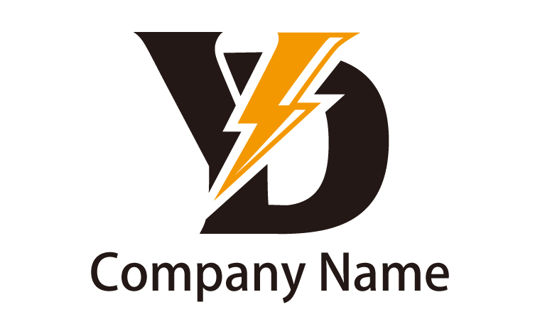 YD・アルファベット・イニシャル・電気・かっこいいをイメージしたロゴデザイン