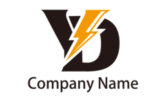 YD・アルファベット・イニシャル・電気・かっこいいをイメージしたロゴデザイン