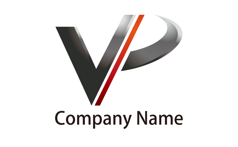 VP・アルファベット・イニシャル・上昇・かっこいいをイメージしたロゴデザイン