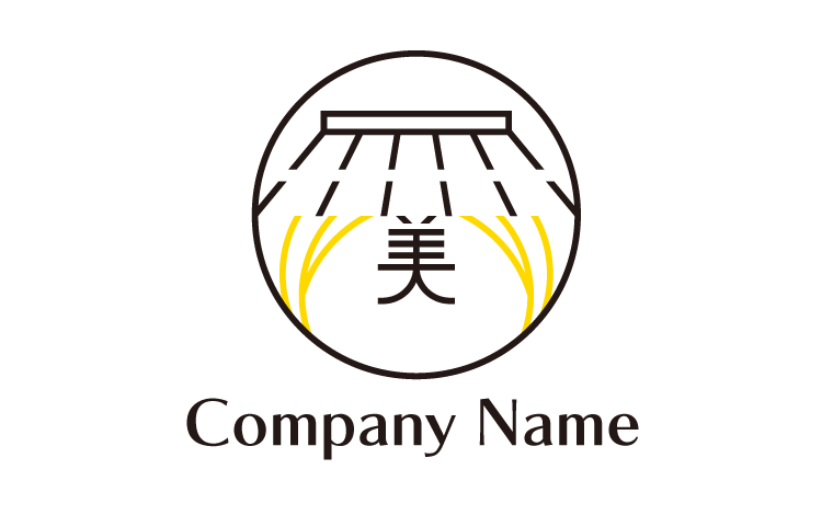 屋根・萱・漢字・稲・農業をイメージしたロゴデザイン