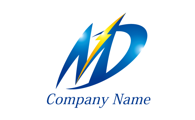MD・稲妻・電気・かっこいい・上昇をイメージしたロゴデザイン