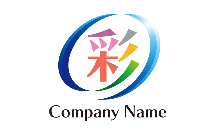 漢字・彩・リング・拡散・かわいいをイメージしたロゴデザイン
