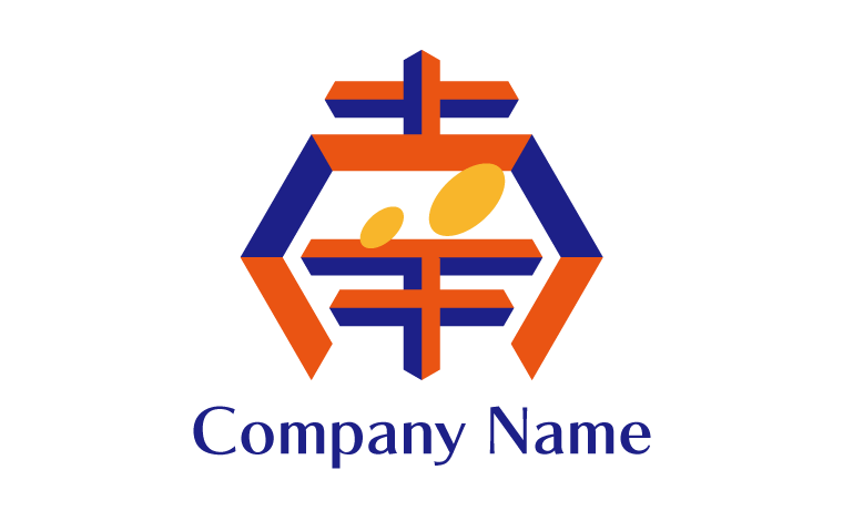 南・漢字・円形・個性的・ブロックをイメージしたロゴデザイン