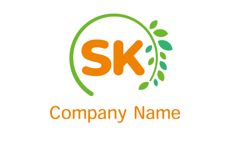 癒し・自然・葉・SK・イニシャルをイメージしたロゴデザイン