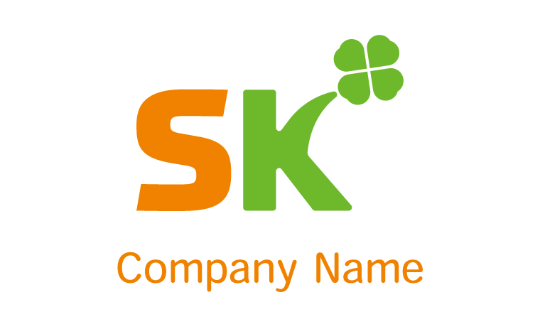 SK・アルファベット・イニシャル・クローバー・優しいをイメージしたロゴデザイン