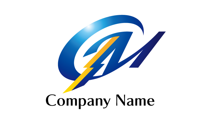 GM・アルファベット・イニシャル・かっこいい・エレクトリックをイメージしたロゴデザイン