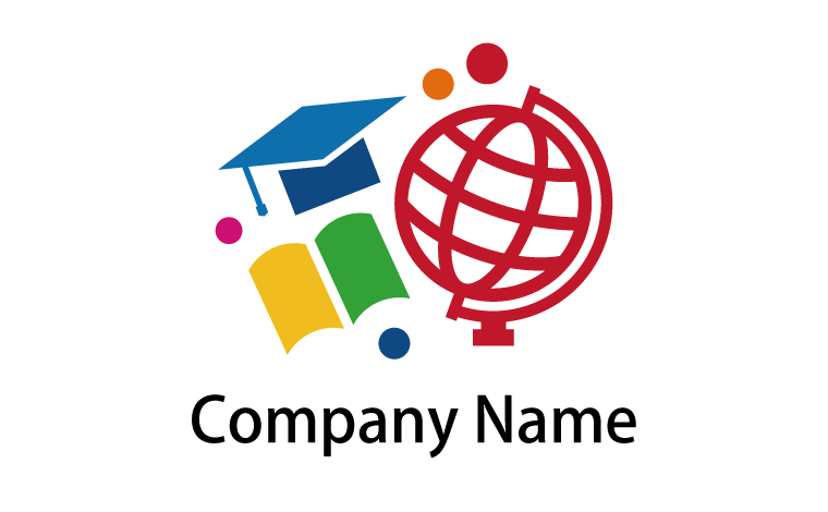 学帽・本・地球儀・学習・努力をイメージしたロゴデザイン