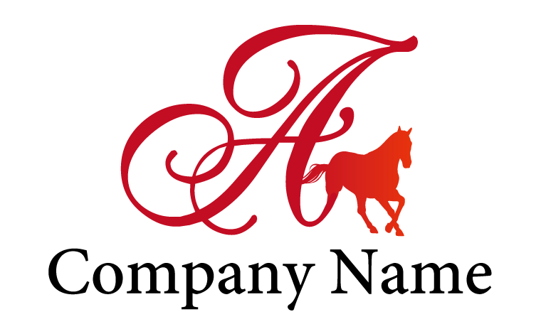 馬・アルファベット・イニシャル・A・躍動感・優雅をイメージしたロゴデザイン