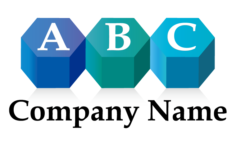 六角形・アルファベット・イニシャル・ABC・ブロック・3・協力・協業をイメージしたロゴデザイン