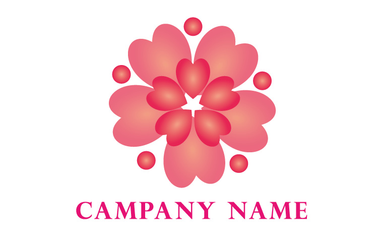 かわいい・ラブリー・ハート・フラワー・花びら・桜・開花をイメージしたロゴデザイン