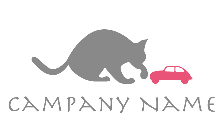 猫・車・自動車・おもちゃ・戯れ・癒し・ほっこり・かわいい・愛らしい・手書き風をイメージしたロゴデザイン