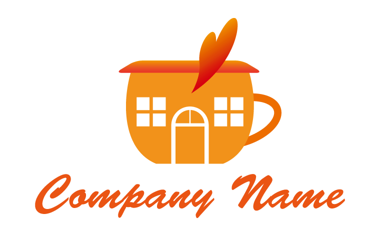 マグカップ・コップ・カフェ・喫茶店・ハート・癒し・ほっこり・かわいい・あったかいをイメージしたロゴデザイン