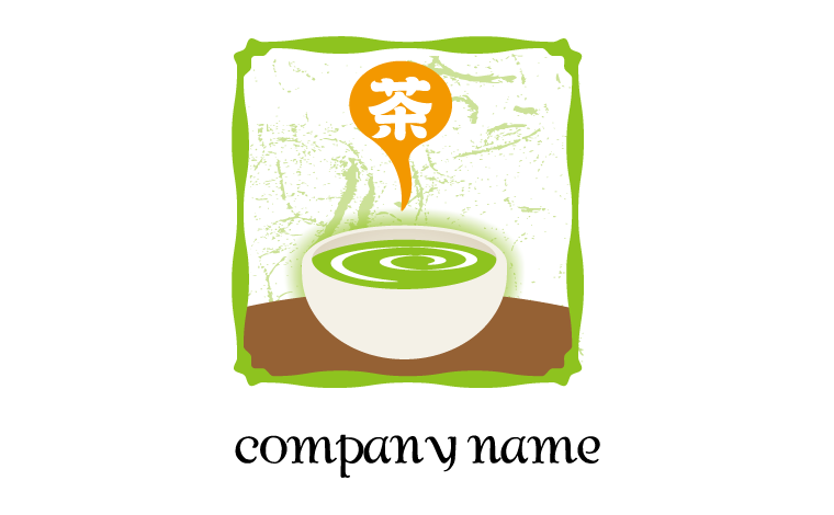 お茶・抹茶・和風・喫茶店・茶会・イラスト風・かわいい・ほっと一息をイメージしたロゴデザイン