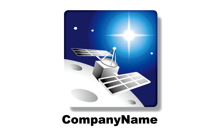 宇宙・惑星・月・月面・人工衛星・GPS・星・輝き・技術革新・日進月歩・フューチャーをイメージしたロゴデザイン