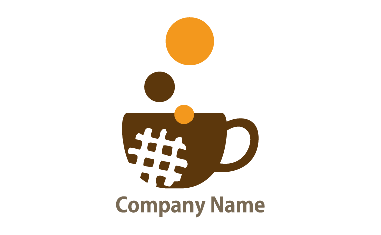 カフェ・ほっと一息・かわいい・休憩・マグカップ・コーヒー・ワッフル・喫茶店をイメージしたロゴデザイン