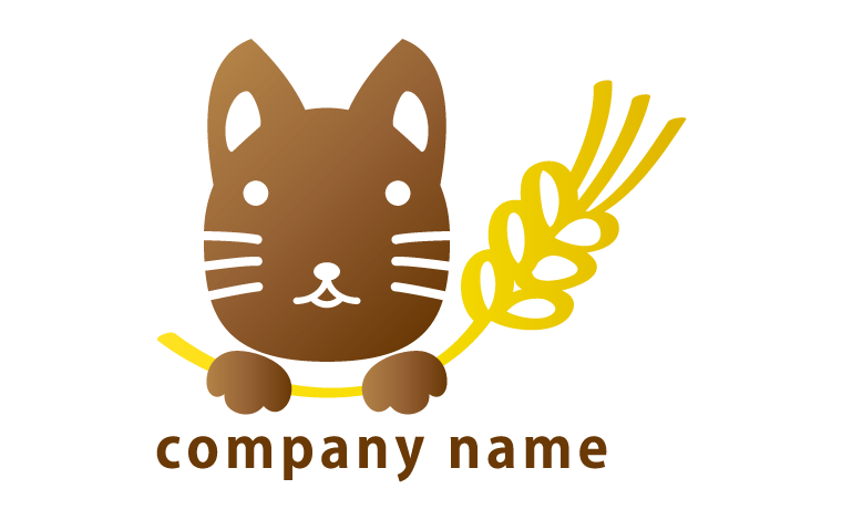 猫・小麦・イラスト風・かわいい・キュート・親しみ・ゆるかわ・パン屋さんをイメージしたロゴデザイン