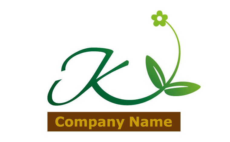 アルファベット・イニシャル・K・植物・花・成長・開花・栽培・花壇・花屋をイメージしたロゴデザイン