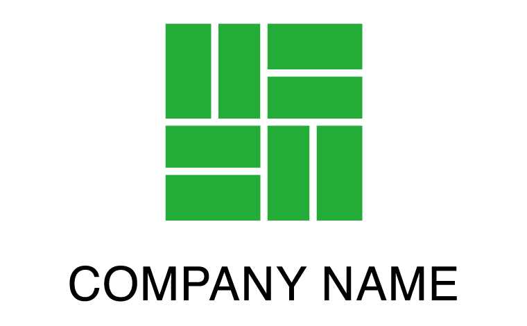 四角形・ブロック・壁・設計・建築・安定・信頼をイメージしたロゴデザイン
